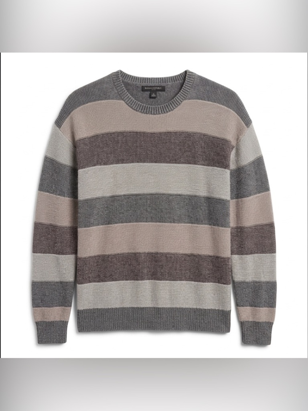 Banana Republic Woman’s Crewneck Sweater - Gray and Brown Stripes Size XS